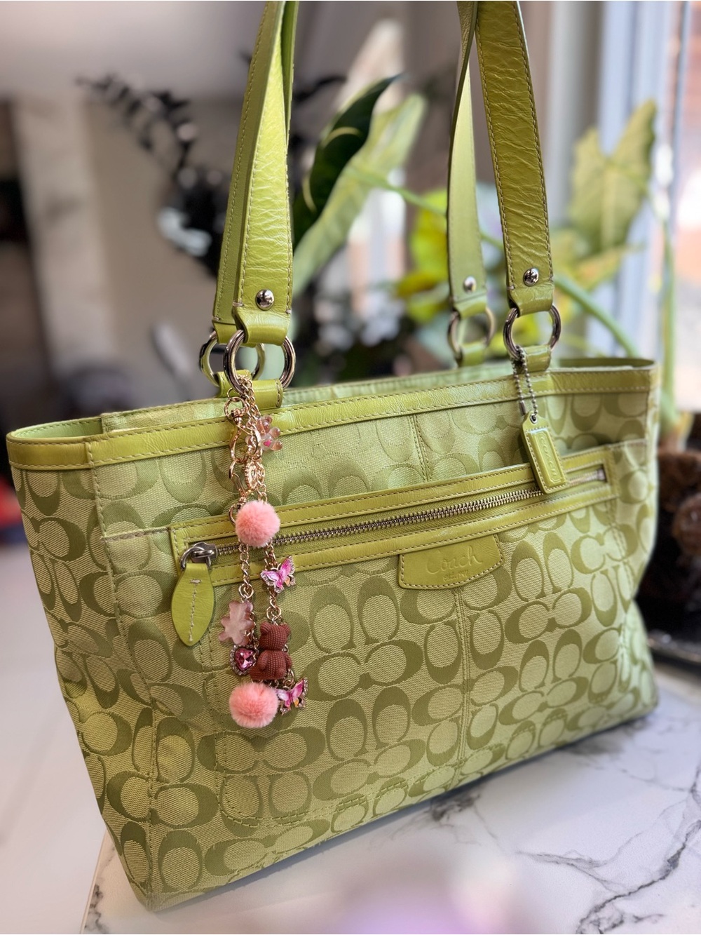 Coach Signature Jacquard Lime 🍋‍🟩 Green Tote Bag #F14694